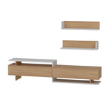 Comodă TV Ayaz, Alb - Teak, 180x37x40 cm