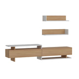 Comodă TV Ayaz, Alb - Teak, 180x37x40 cm