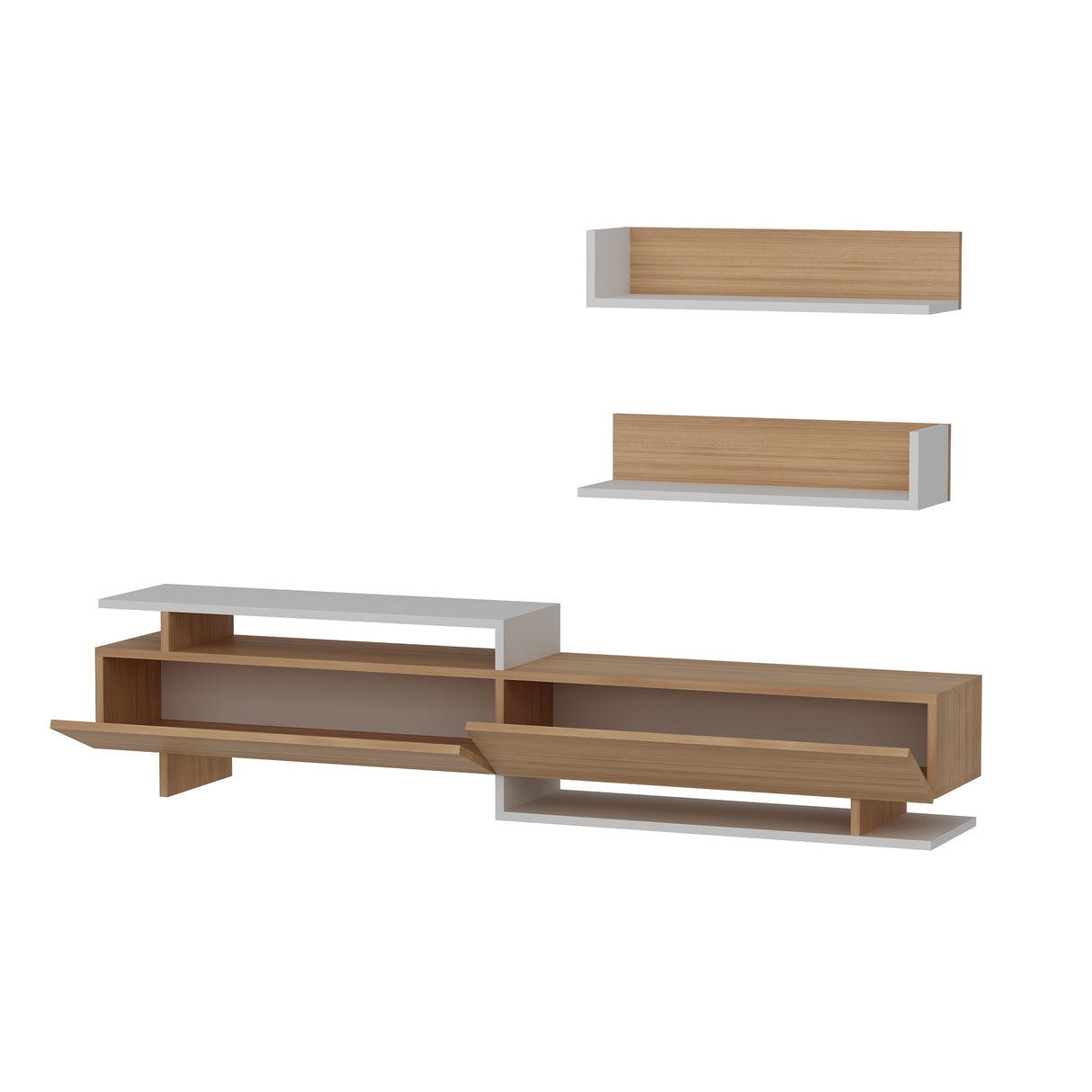 Comodă TV Ayaz, Alb - Teak, 180x37x40 cm