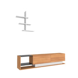Comodă TV Liza, Alb - Teak, 180x30x40 cm