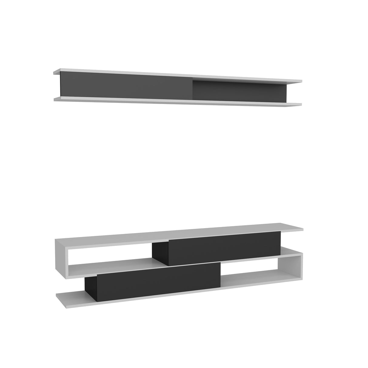 Comodă TV Sims, Diverse culori, 176x32x39 cm - Alb - Negru | SKU: 788DEC3061 | Comodă TV Sims, 176x32x39 cm, varianta Alb - Negru, produs pentru amenajarea locuinței, disponibil online în România la CasaMob