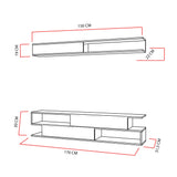 Comodă TV Sims, Diverse culori, 176x32x39 cm - Alb - Teak | SKU: 788DEC3063 | Comodă TV Sims, 176x32x39 cm, varianta Alb - Teak, produs pentru amenajarea locuinței, disponibil online în România la CasaMob