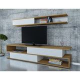 Comodă TV Sims, Diverse culori, 176x32x39 cm - Alb - Teak | SKU: 788DEC3063 | Comodă TV Sims, 176x32x39 cm, varianta Alb - Teak, produs pentru amenajarea locuinței, disponibil online în România la CasaMob
