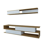 Comodă TV Sims, Diverse culori, 176x32x39 cm - Alb - Teak | SKU: 788DEC3063 | Comodă TV Sims, 176x32x39 cm, varianta Alb - Teak, produs pentru amenajarea locuinței, disponibil online în România la CasaMob