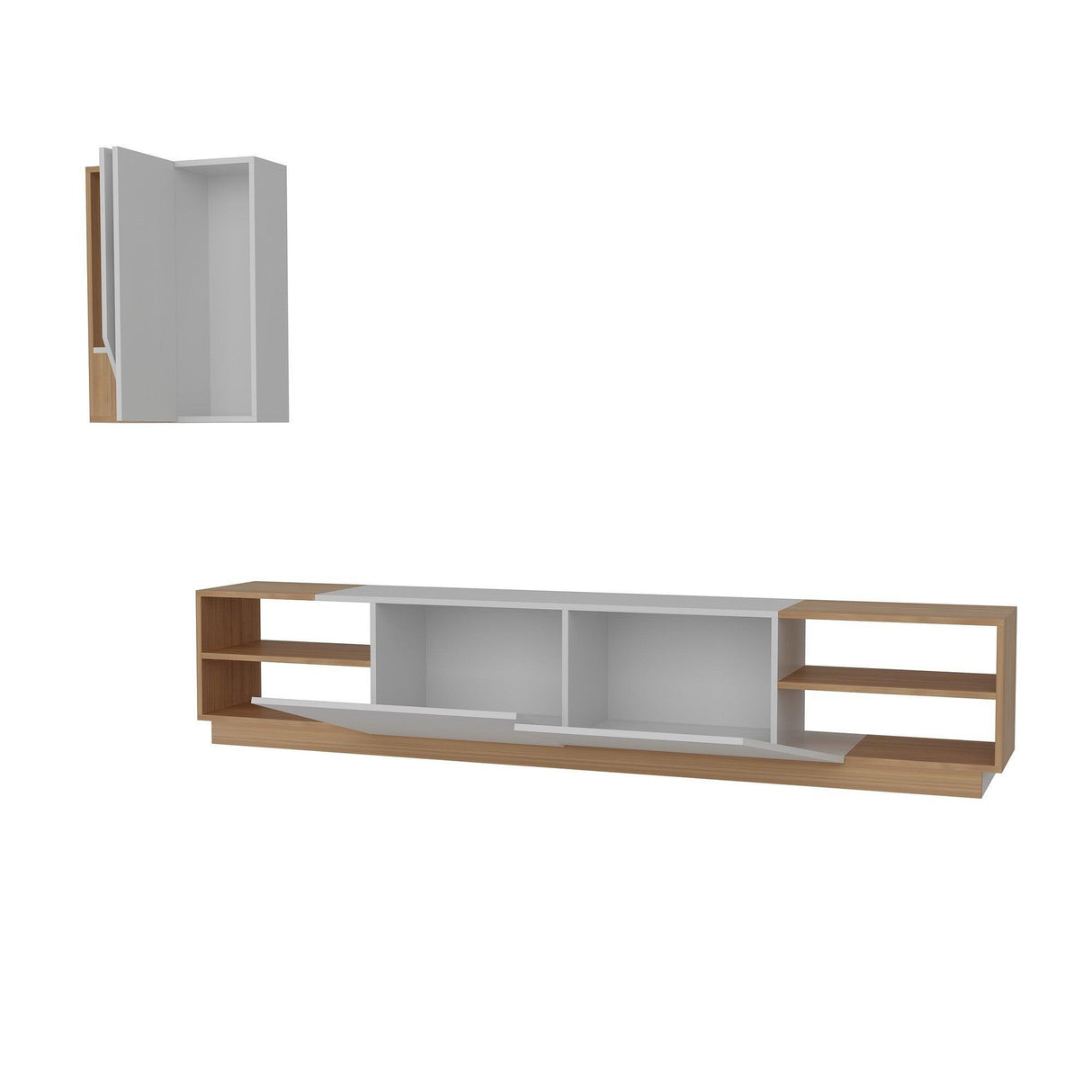Comodă TV Zebra, Diverse culori, 240x38x47 cm - Alb - Teak | SKU: 788DEC3089 | Comodă TV Zebra, 240x38x47 cm, varianta Alb - Teak, produs pentru amenajarea locuinței, disponibil online în România la CasaMob