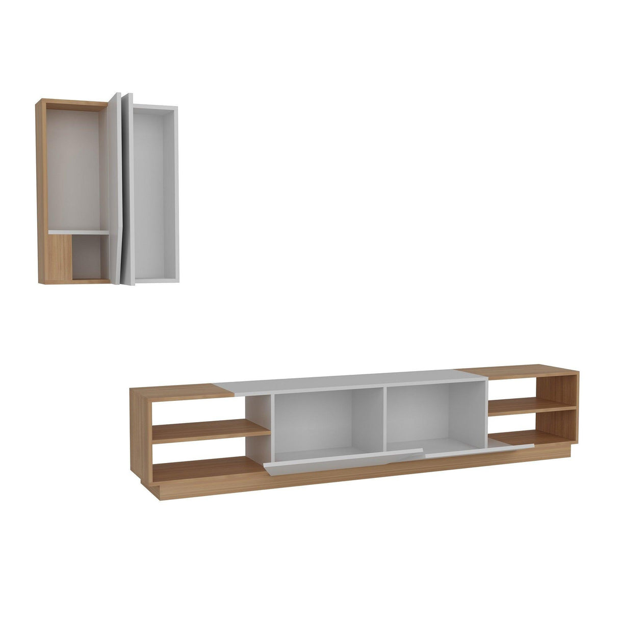Comodă TV Zebra, Diverse culori, 240x38x47 cm - Alb - Teak | SKU: 788DEC3089 | Comodă TV Zebra, 240x38x47 cm, varianta Alb - Teak, produs pentru amenajarea locuinței, disponibil online în România la CasaMob