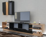 Comodă TV Zebra, Diverse culori, 240x38x47 cm - Negru - Teak | SKU: 788DEC3091 | Comodă TV Zebra, 240x38x47 cm, varianta Negru - Teak, produs pentru amenajarea locuinței, disponibil online în România la CasaMob
