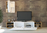 Comodă TV Zebra, Diverse culori, 240x38x47 cm - Alb - Teak | SKU: 788DEC3089 | Comodă TV Zebra, 240x38x47 cm, varianta Alb - Teak, produs pentru amenajarea locuinței, disponibil online în România la CasaMob