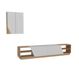 Comodă TV Zebra, Diverse culori, 240x38x47 cm - Alb - Teak | SKU: 788DEC3089 | Comodă TV Zebra, 240x38x47 cm, varianta Alb - Teak, produs pentru amenajarea locuinței, disponibil online în România la CasaMob