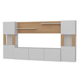 Comoda Tv Set cu dulapuri si rafturi , Alb, 160x31.5x125 cm