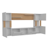 Comoda Tv Set cu dulapuri si rafturi , Alb, 160x31.5x125 cm