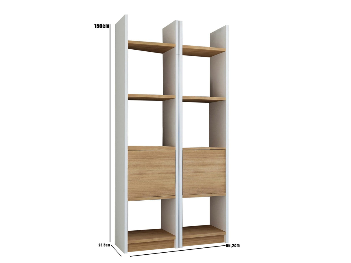 Bibliotecă Esbi 102, Diverse culori, 66x30x150 cm - Alb - Teak | SKU: 788DEC3617 | Bibliotecă Esbi 102, 66x30x150 cm, varianta Alb - Teak, produs pentru amenajarea locuinței, disponibil online în România la CasaMob