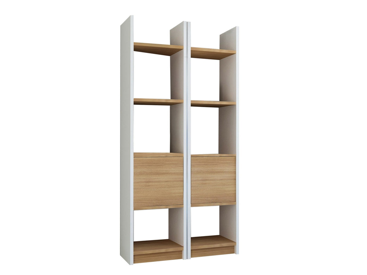 Bibliotecă Esbi 102, Diverse culori, 66x30x150 cm - Alb - Teak | SKU: 788DEC3617 | Bibliotecă Esbi 102, 66x30x150 cm, varianta Alb - Teak, produs pentru amenajarea locuinței, disponibil online în România la CasaMob