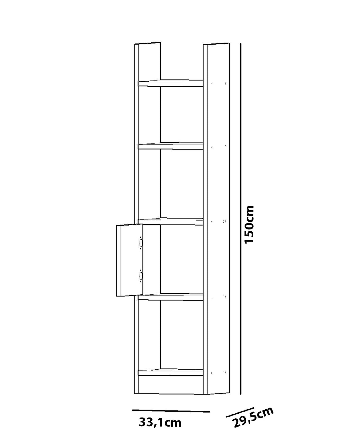 Bibliotecă Esbi 103, Alb, 33x30x150 cm