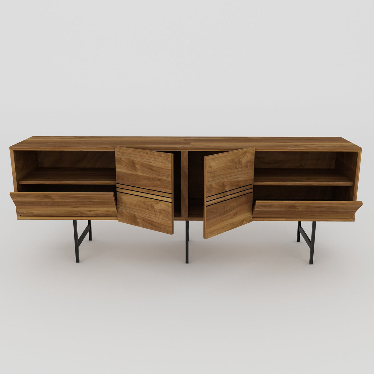 Comodă TV Derin, Diverse culori, 180x37x65 cm - Nuc - Negru | SKU: 788DEC4010 | Comodă TV Derin, 180x37x65 cm, varianta Nuc - Negru, produs pentru amenajarea locuinței, disponibil online în România la CasaMob