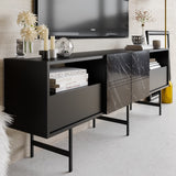 Comodă TV Derin, Diverse culori, 180x37x65 cm - Negru - Marble | SKU: 788DEC4012 | Comodă TV Derin, 180x37x65 cm, varianta Negru - Marble, produs pentru amenajarea locuinței, disponibil online în România la CasaMob