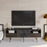 Comodă TV Derin, Diverse culori, 180x37x65 cm - Negru - Marble | SKU: 788DEC4012 | Comodă TV Derin, 180x37x65 cm, varianta Negru - Marble, produs pentru amenajarea locuinței, disponibil online în România la CasaMob