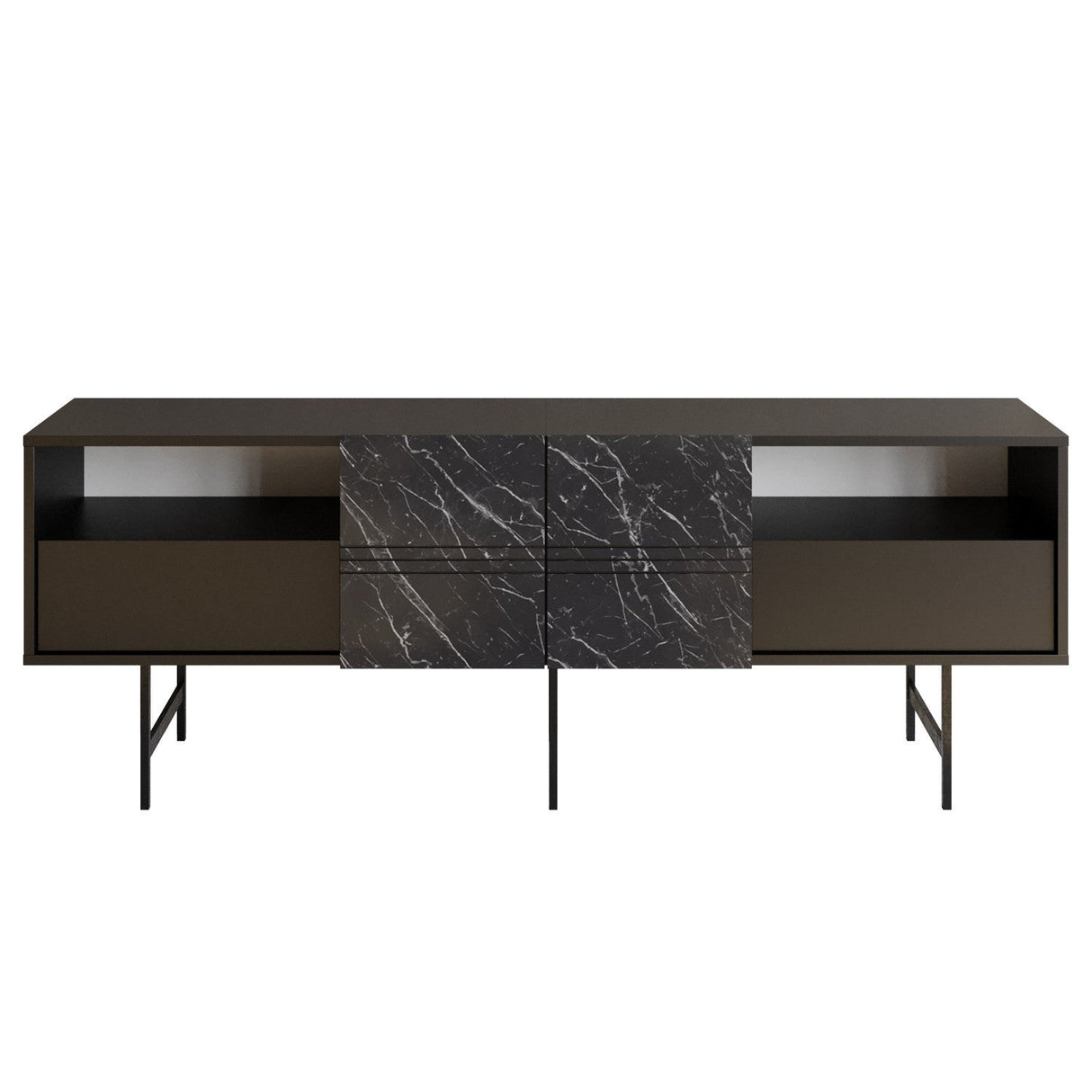 Comodă TV Derin, Diverse culori, 180x37x65 cm - Negru - Marble | SKU: 788DEC4012 | Comodă TV Derin, 180x37x65 cm, varianta Negru - Marble, produs pentru amenajarea locuinței, disponibil online în România la CasaMob