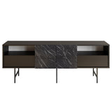 Comodă TV Derin, Diverse culori, 180x37x65 cm - Negru - Marble | SKU: 788DEC4012 | Comodă TV Derin, 180x37x65 cm, varianta Negru - Marble, produs pentru amenajarea locuinței, disponibil online în România la CasaMob