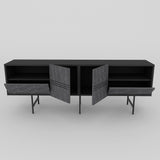 Comodă TV Derin, Diverse culori, 180x37x65 cm - Negru - Marble | SKU: 788DEC4012 | Comodă TV Derin, 180x37x65 cm, varianta Negru - Marble, produs pentru amenajarea locuinței, disponibil online în România la CasaMob