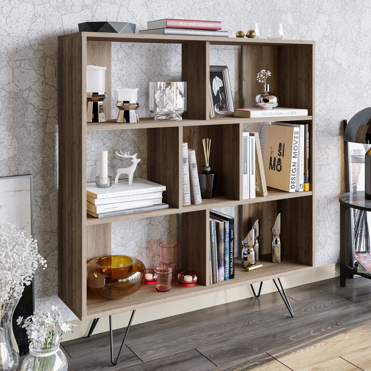 Bibliotecă Mistico, Diverse culori, 120x30x132 cm - Nuc | SKU: 788DEC4029 | Bibliotecă Mistico, 120x30x132 cm, varianta Nuc, produs pentru amenajarea locuinței, disponibil online în România la CasaMob