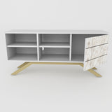 Comodă TV North, Diverse culori, 130x59x39 cm - Alb - Auriu | SKU: 788DEC4035 | Comodă TV North, 130x59x39 cm, varianta Alb - Auriu, produs pentru amenajarea locuinței, disponibil online în România la CasaMob