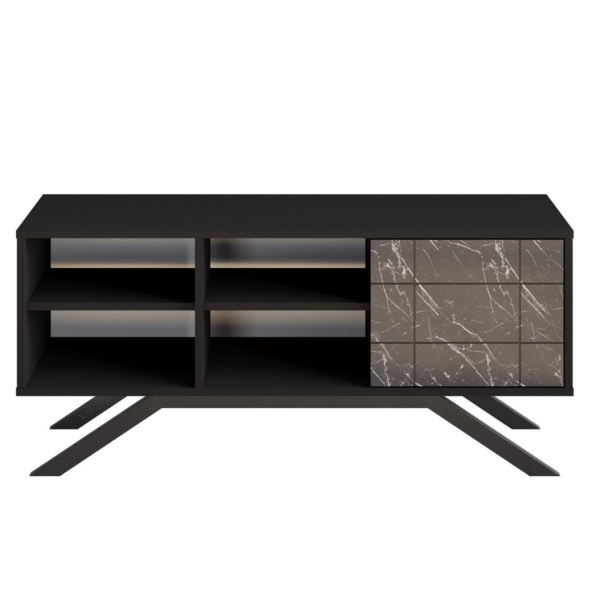 Comodă TV North, Diverse culori, 130x59x39 cm - Negru - Marble | SKU: 788DEC4037 | Comodă TV North, 130x59x39 cm, varianta Negru - Marble, produs pentru amenajarea locuinței, disponibil online în România la CasaMob