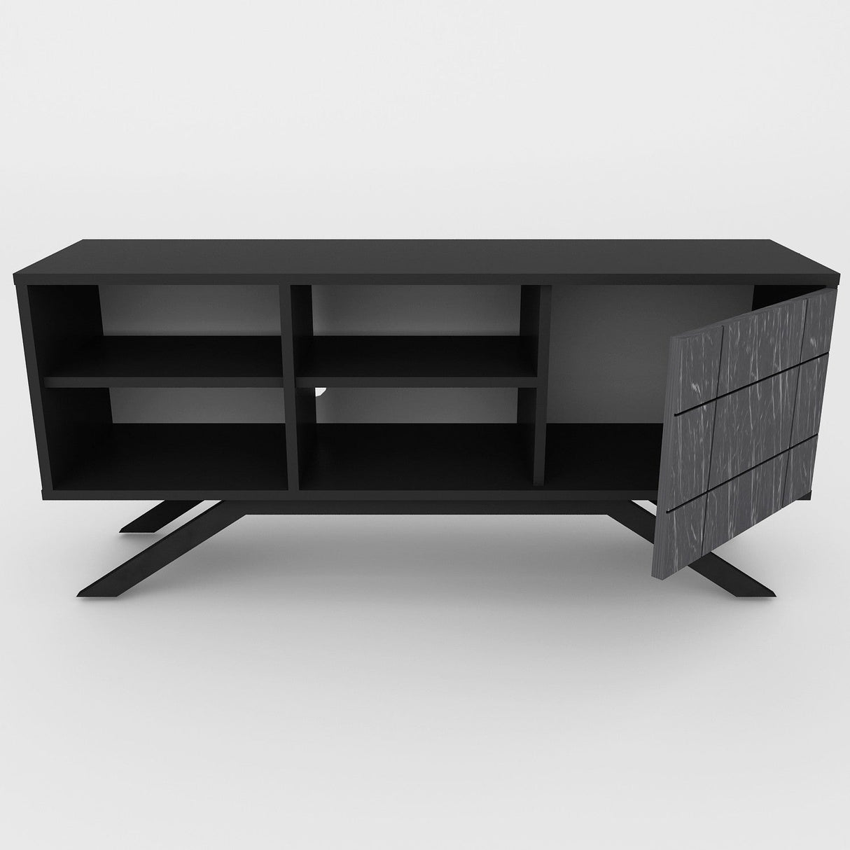 Comodă TV North, Diverse culori, 130x59x39 cm - Negru - Marble | SKU: 788DEC4037 | Comodă TV North, 130x59x39 cm, varianta Negru - Marble, produs pentru amenajarea locuinței, disponibil online în România la CasaMob