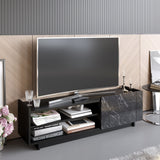 Comodă TV Valantina, Diverse culori, 140x37x41 cm - Negru - Marble | SKU: 788DEC4044 | Comodă TV Valantina, 140x37x41 cm, varianta Negru - Marble, produs pentru amenajarea locuinței, disponibil online în România la CasaMob