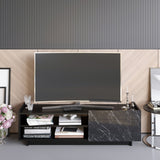 Comodă TV Valantina, Diverse culori, 140x37x41 cm - Negru - Marble | SKU: 788DEC4044 | Comodă TV Valantina, 140x37x41 cm, varianta Negru - Marble, produs pentru amenajarea locuinței, disponibil online în România la CasaMob