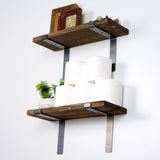 Raft de perete Lam005, Negru - Nuc, 40x14x16 cm