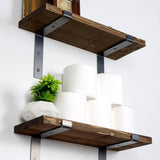 Raft de perete Lam005, Negru - Nuc, 40x14x16 cm