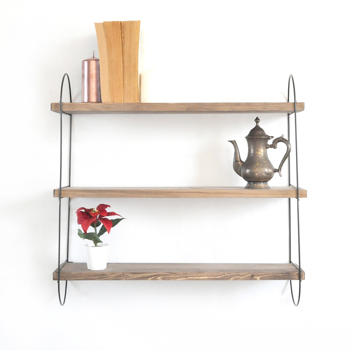 Raft de perete Wr041, Nuc - Negru, 60x15x55 cm