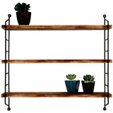Raft de perete Wr088, Negru - Nuc, 60x15x57 cm