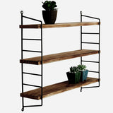 Raft de perete Wr088, Negru - Nuc, 60x15x57 cm