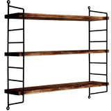 Raft de perete Wr088, Negru - Nuc, 60x15x57 cm