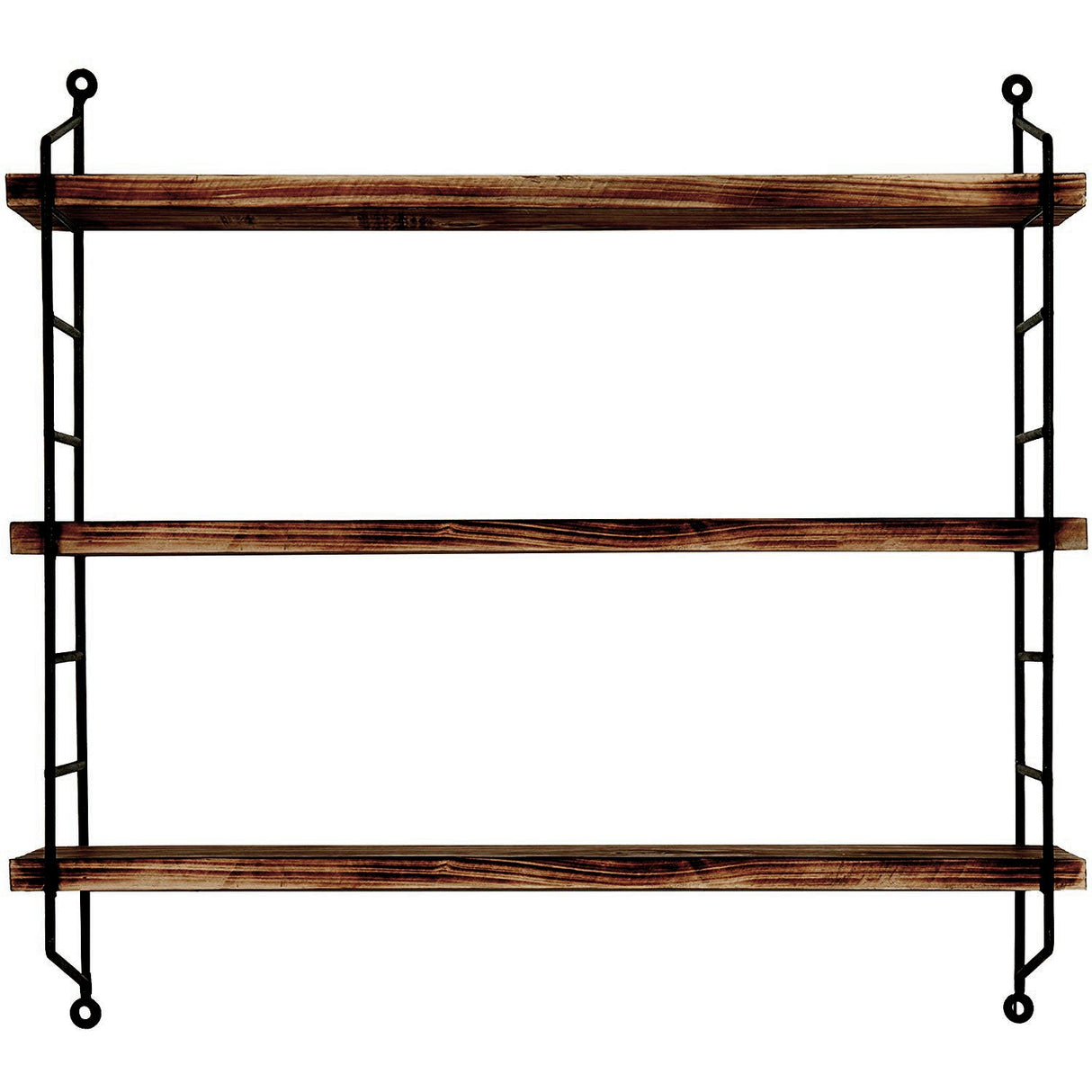 Raft de perete Wr088, Negru - Nuc, 60x15x57 cm