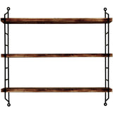 Raft de perete Wr088, Negru - Nuc, 60x15x57 cm