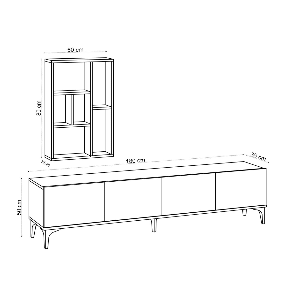 Comodă TV Turid, Stejar safir, 180x35x50 cm