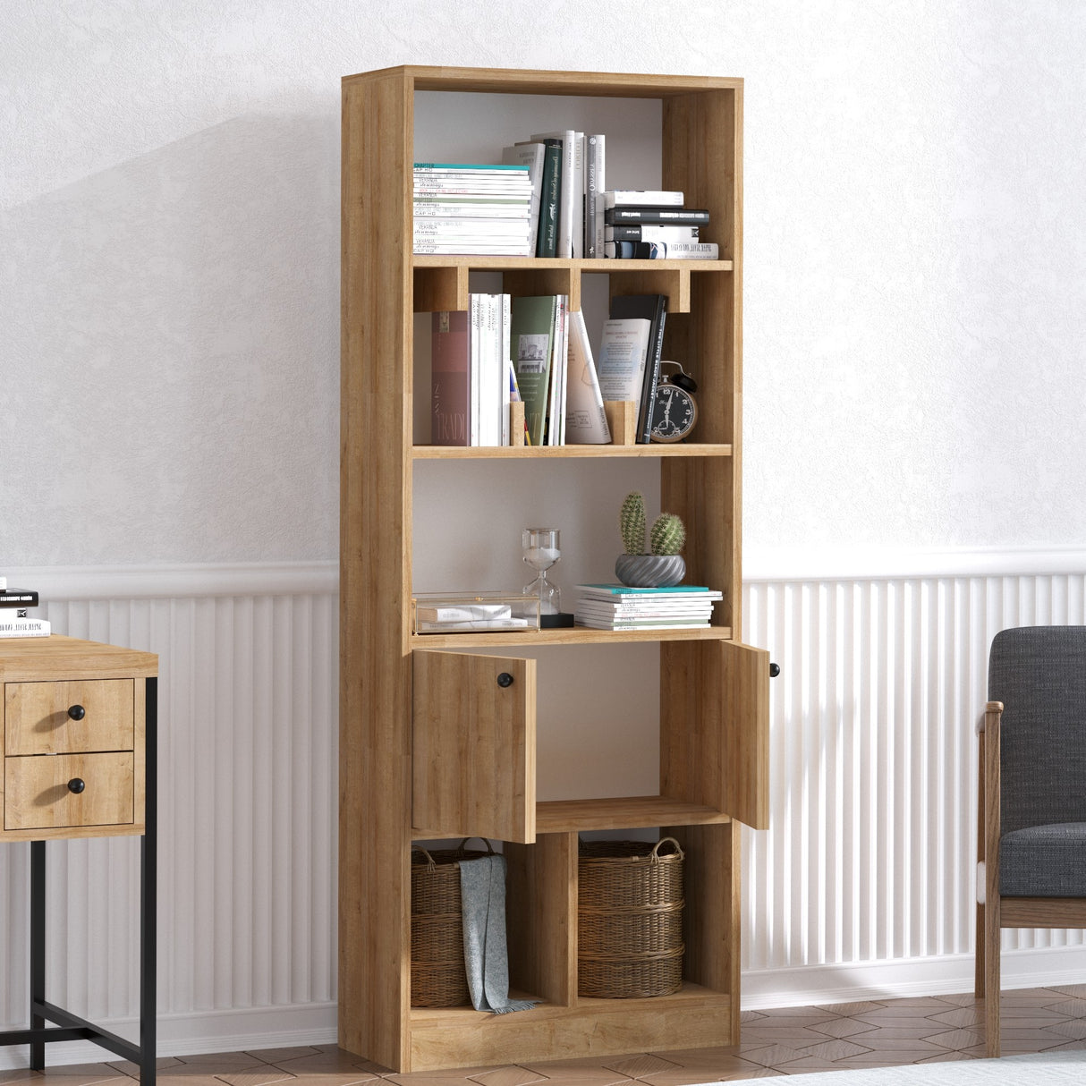 Bibliotecă Marisa, Stejar, 60x170x30 cm