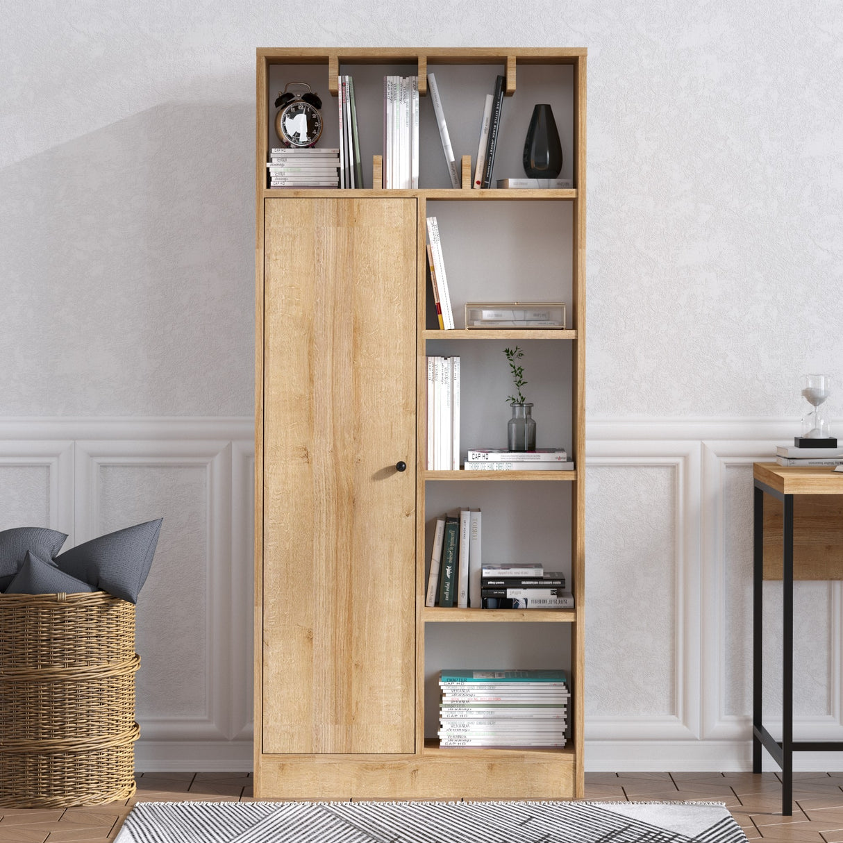 Bibliotecă Jemma, Stejar, 60x170x30 cm