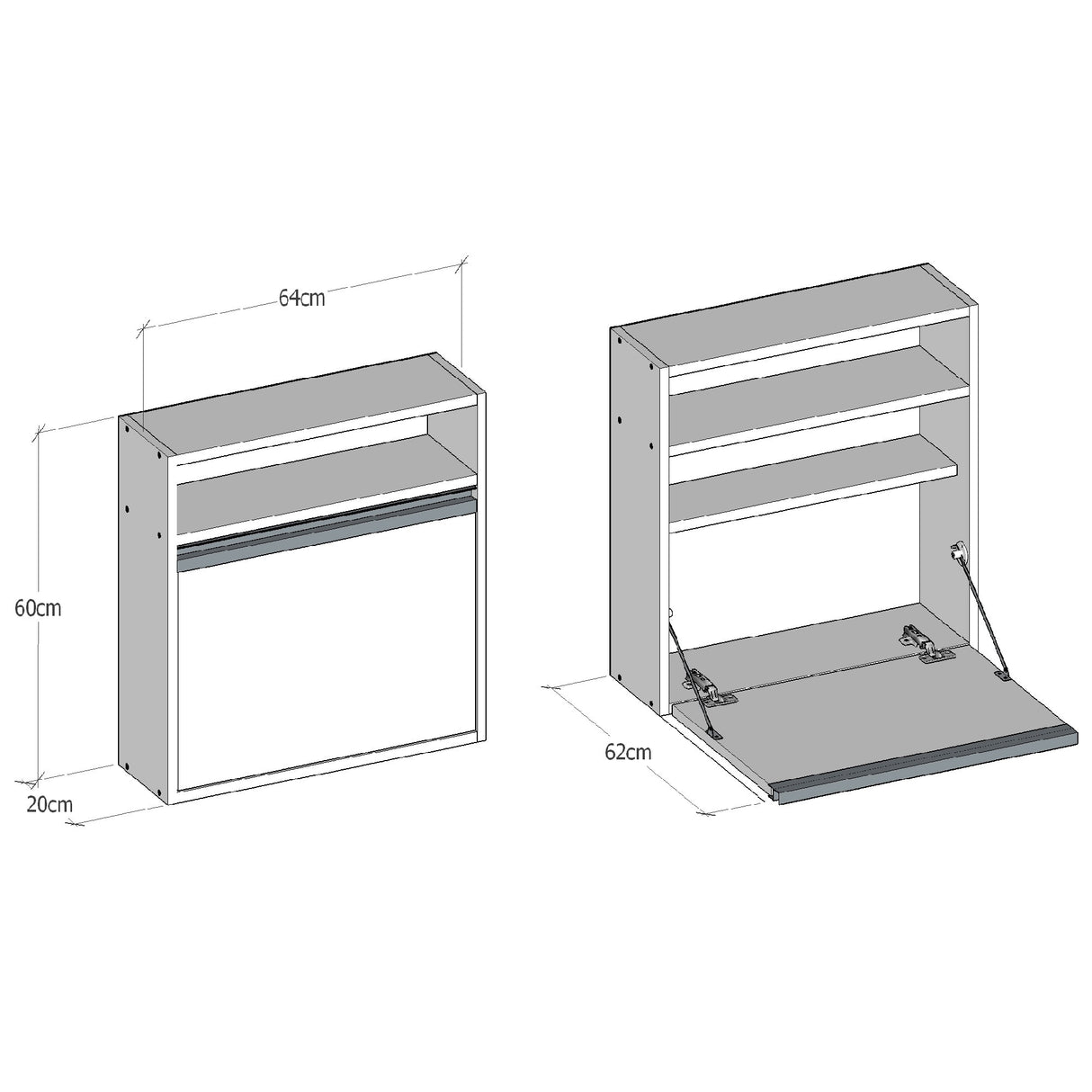 Birou Optimum, Alb, 64x20x60 cm