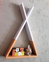 Raft de perete Tent - Natural, White, Maro - Alb, 40x65x9 cm