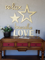 Decorațiune de perete din lemn Gold Stars Set, Auriu, 62x62x2 cm