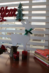 Decorațiune de perete din lemn White Deer 2, Alb, 40x28x2 cm