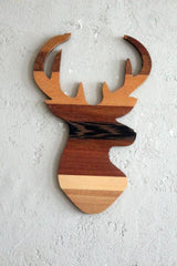 Decorațiune de perete din lemn Wood Deer, Maro, 33x2x50 cm