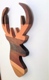 Decorațiune de perete din lemn Wood Deer, Maro, 33x2x50 cm