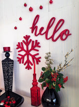 Decorațiune de perete din lemn Red Hello, Roșu, 46x20x2 cm