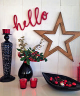 Decorațiune de perete din lemn Red Hello, Roșu, 46x20x2 cm