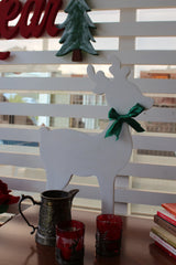 Decorațiune de perete din lemn White Deer 2, Alb, 40x28x2 cm